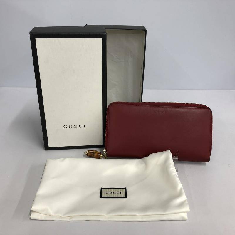 GUCCI グッチ ニムフェア ラウンドジップ 財布 赤 バンブー 買取しま